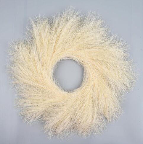 إكليل عشب بامباس الاصطناعي، إكليل بوهو بامباس صناعي مقاس 18 بوصة للباب الأمامي، ديكور جدار الزفاف ومزرعة المنزل (1) in Kuwait