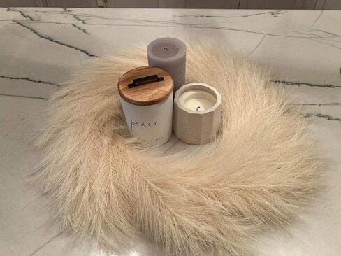 إكليل عشب بامباس الاصطناعي، إكليل بوهو بامباس صناعي مقاس 18 بوصة للباب الأمامي، ديكور جدار الزفاف ومزرعة المنزل (1) in Kuwait