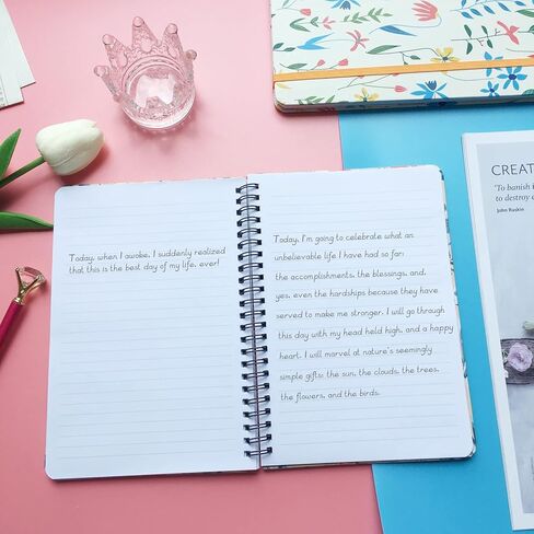 دفاتر ملاحظات حلزونية مقاس 6 × 8 بوصة، 4 عبوات من مجلات الكلية، مفكرة بغلاف مزخرف بالزهور مبطنة للفتيات والنساء وطلاب المدارس، جيب داخلي، 80 ورقة/160 صفحة in Kuwait