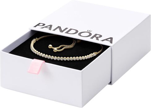 Pandora Sparkling Slider Tennis Bracelet - Gold Bracelet for Women - Features Shine & Cubic Zirconia - Gift for Her in Saudi Arabia