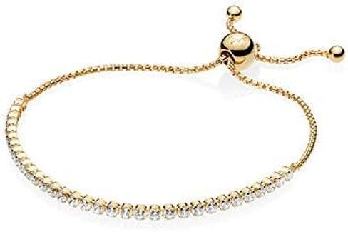 Pandora Sparkling Slider Tennis Bracelet - Gold Bracelet for Women - Features Shine & Cubic Zirconia - Gift for Her in Saudi Arabia