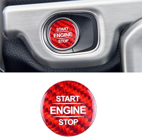 QianBao Compatible with Start Stop Button Cover Carbon Fiber Keyless Car Engine Push Start Ignition Switch Sticker for Mercedes Benz A B G GLB GLE GLS CLA GLE GLS Class Red in Saudi Arabia