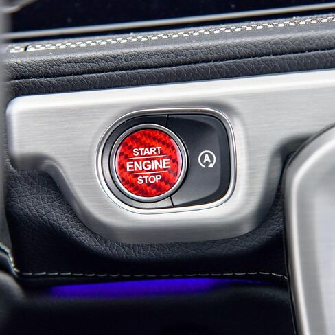 QianBao Compatible with Start Stop Button Cover Carbon Fiber Keyless Car Engine Push Start Ignition Switch Sticker for Mercedes Benz A B G GLB GLE GLS CLA GLE GLS Class Red in Saudi Arabia