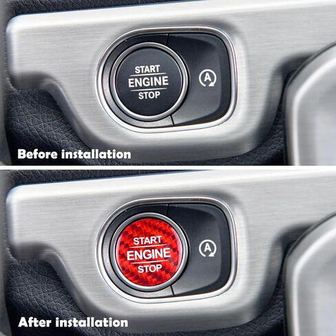 QianBao Compatible with Start Stop Button Cover Carbon Fiber Keyless Car Engine Push Start Ignition Switch Sticker for Mercedes Benz A B G GLB GLE GLS CLA GLE GLS Class Red in Saudi Arabia