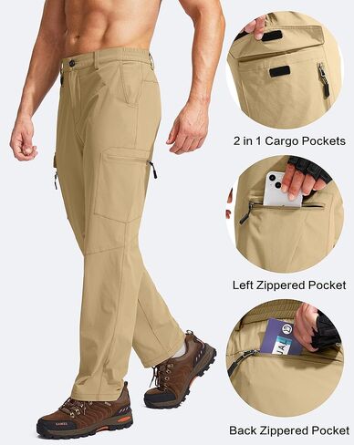G Gradual Men's Hiking Cargo Pants Water Resistant Quick Dry Lightweight Outdoor Tactical Pants for Men with Multi Pocket (Sand, M) in Saudi Arabia