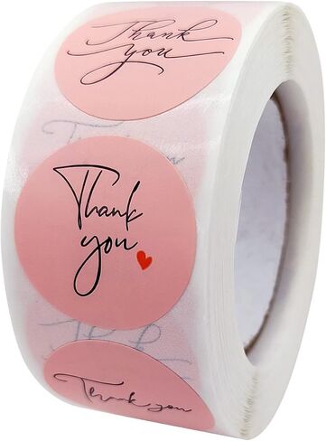 500Pcs Thank You Stickers, 1" Thank You Stickers Roll, Sealing Stickers Thank You Label Tags for Small Business, Gifts, Weddings, Giveaways, 500 Stickers Per Roll (1 Inch, 4 Colors) in Saudi Arabia