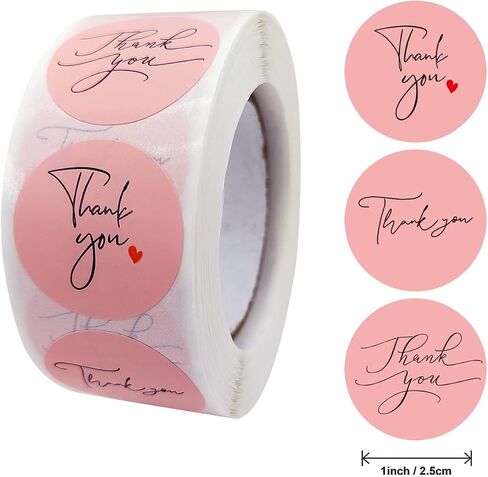 500Pcs Thank You Stickers, 1" Thank You Stickers Roll, Sealing Stickers Thank You Label Tags for Small Business, Gifts, Weddings, Giveaways, 500 Stickers Per Roll (1 Inch, 4 Colors) in Saudi Arabia