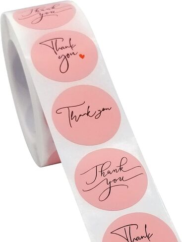 500Pcs Thank You Stickers, 1" Thank You Stickers Roll, Sealing Stickers Thank You Label Tags for Small Business, Gifts, Weddings, Giveaways, 500 Stickers Per Roll (1 Inch, 4 Colors) in Saudi Arabia