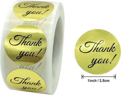 500Pcs Thank You Stickers, 1" Thank You Stickers Roll, Sealing Stickers Thank You Label Tags for Small Business, Gifts, Weddings, Giveaways, 500 Stickers Per Roll (1 Inch, 4 Colors) in Saudi Arabia