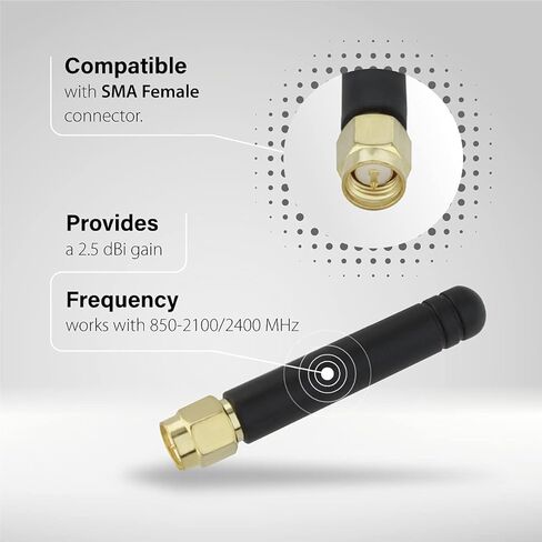 GSM Omni Directional Thumb Antenna with SMA Male L-Type Connector – CDMA and WCDMA, 2.5 dBi Gain and 900-1800 MHz (2 Pack) in Kuwait