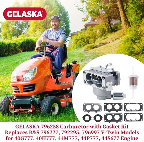 مكربن ​​796258 مع مجموعة حشية يستبدل نماذج B&S 796227، 792295، 796997 V-Twin لـ B&S 406777، 407777، 40G777، 40H777، 44M777، 44P777، 44S677، 44L777، 44R6 77، 44Q777، 445677 محركات in Kuwait