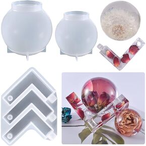 Large Sphere Resin Mold Kit, 3&2.5 inches 3D Silicone Round Ball Molds with Base Holder Silicone Molds for Epoxy Resin Art, Jewelry Making, Candle Wax, DIY Soap, Home Decor,
