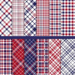Whaline 24 Sheet 4th of July Pattern Paper Pack Buffalo Plaid Scrapbook Paper Double-Sided Collection Decorative Patriotic Craft Paper Folded Flat for Card Making Scrapbook Photo Album Decoration