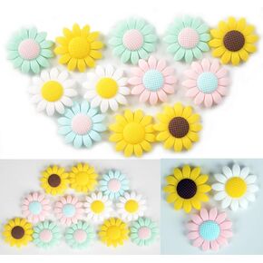 6pcs Silicone Sunflower Pearl Bead Silicone Animal Flower Beads for Key chain DIY Beading Mom Necklace Jewelry Pendant Accessories (6pcs)