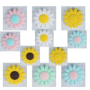 6pcs Silicone Sunflower Pearl Bead Silicone Animal Flower Beads for Key chain DIY Beading Mom Necklace Jewelry Pendant Accessories (6pcs) in Saudi Arabia