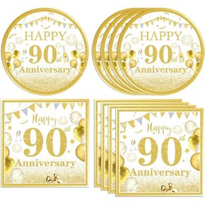 40 PCS 50th Wedding Anniversary Decorations White and Gold Glitter Happy 50th Anniversary Tableware set Include Plates Napkins for Cheers to 50 Years 50 Year Wedding Birthday Party Supplies