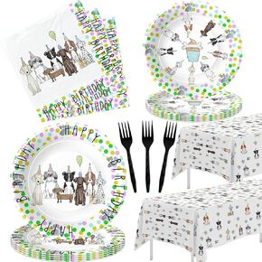 Puppy Dog Birthday Plates And Napkins Party Supplies - Dog Party Decorations Tableware, Plate, Napkin, Tablecloth, Forks, Puppy Dog Theme Birthday Baby Shower Decorations Dinnerware | Serve 24