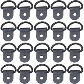 20PCS D-Ring Tie Downs Small Black Tie Down Anchor for Loads on Car Truck Trailer Motorcycles