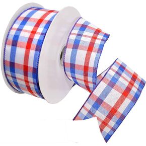 Morex Ribbon 7380 Color Chic Plaid Ribbon, 2.5" x 50 Yd, Red/White/Aqua