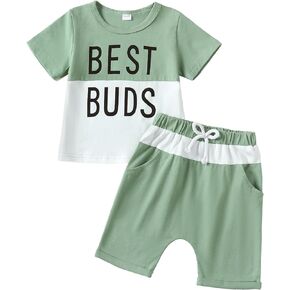 Infant Boy Clothes Toddler Boy Summer Outfits Short Sleeve Patchwork Top T-shirt + Pocket Baby Boy Shorts Set 2PCS