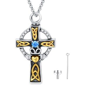 PELOVNY Sterling Silver Cross Crystal Necklace For Men Women Jesus Christ Crucifix Pendant Necklace Jesus Religious Jewelry - 22+2/18+2''