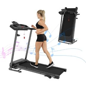 جهاز مشي كهربائي بمحرك بقوة 2.5 حصان للمنزل - جهاز جري قابل للطي مع انحدار يدوي ثلاثي المستويات، و12 برنامجًا محددًا مسبقًا، وحامل هاتف، مثالي للياقة البدنية في الأماكن المغلقة وتمارين القلب in Kuwait