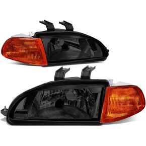 DNA Motoring HL-OH-HC922D-BK-CL1 Black Housing Factory Style Headlights Replacement For 92-95 Civic 2Dr 3Dr