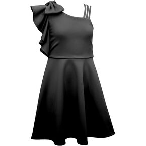 Bonnie Jean Girl Tween Girls Ruffle Dress - Sleeveless, One Shoulder Scuba Skater Dress - Elegant Formal Girls Dress