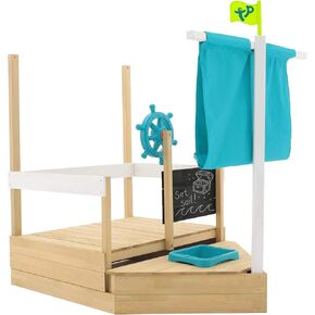 TP Ahoy Wooden Ship Play Boat with Sandbox and Shade Cover