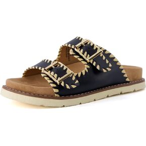 CUSHIONAIRE Women's Wyatt whipstitch footbed sandal with +Comfort, Wide Widths Available
