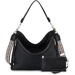 RAVUO Hobo Bag for Women, Vegan Leather Crossbody Purse and Wallet 2PCS Set Ladies Chic Shoulder Handbags W Adjustable Strap