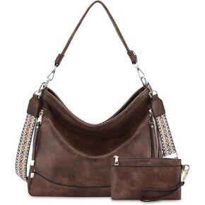 RAVUO Hobo Bag for Women, Vegan Leather Crossbody Purse and Wallet 2PCS Set Ladies Chic Shoulder Handbags W Adjustable Strap