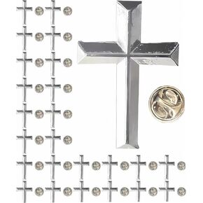 25/50/100pcs small silver Religious Christian Cross pin Chaplain Cross brooch lapel pins funeral Church prayer bulk