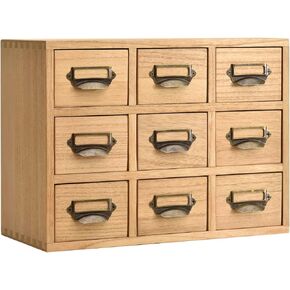 KIRIGEN Wooden Desk Storage Cabinet 12 Drawers Mini Chest with Metal Handles Desktop Organizer Storage Box for Home Office Dark Brown(12CG-DBR)