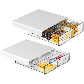 Under Desk Storage Drawer Kit, Clear Under Desk Storage Large and Narrow Drawers 3 PCS Combo for Home Bedroom Office Kitchen Organization