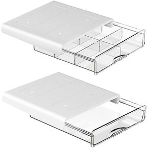 Under Desk Storage Drawer Kit, Clear Under Desk Storage Large and Narrow Drawers 3 PCS Combo for Home Bedroom Office Kitchen Organization