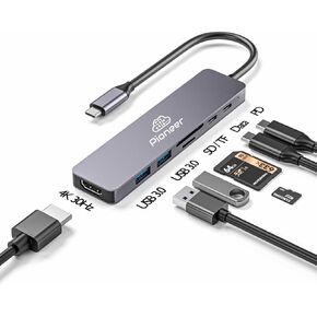Pioneer USB C Hub for MacBook Pro with Dual USB 3.0, 4K HDMI, SD/TF Card Reader, 87W USB-C Power Delivery and Data Transfer 5GB, Docking Station, USB-C Adapter