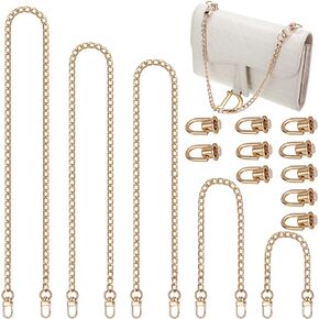 15 Pieces Gold Purse Chain Strap and D Ring Rivets Flat Purse Strap Extender Metal Ball Post Head Buttons D Ring Stud Screw for Purse Replacement Purse Hardware for DIY Wallet Handbag, 5 Sizes
