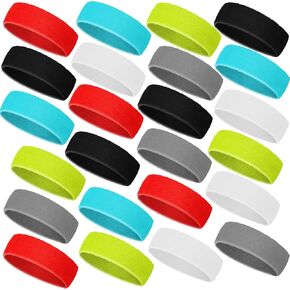 24 Pieces Sweatband Sweat Headbands Sports Headbands Head Band Sweat Sports Basketball Headband Colorful Terry Cloth Absorbing Athletic Headband for Man Woman(Fresh Colors)