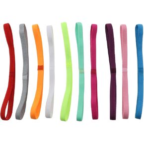 10Pcs Sports Headbands Sweat Bands for Men and Women Football Basketball Soccer Tennis Yoga Golf Non-Slip Elastic Multicolor Thin Strip Sports Accessories in Saudi Arabia