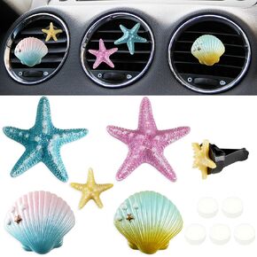 5PCS Sea Shells Car Air Vent Clips Starfish Air Conditioning Outlet Clip Seashells Car Air Freshener Clips Diffuser with Refill Pads Beach Theme Car Interior Decor Cute Car Accessories for Women in Kuwait