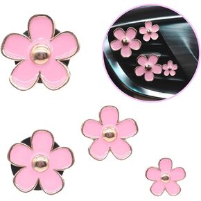 4pcs Light Pink Flowers Car Air Freshener Vent Clips, 4 Sizes Cute Pink Daisy Flowers Car Vent Clips,Girly Women Flowers Car Accessories,Refillable Car Air Freshener with Felt Mads