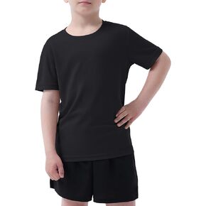 Boys Athletic Shirt Quick Dry Short Sleeve Performance Moisture Wicking T Shirt for Youth