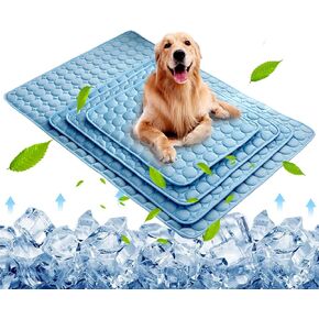 Dog Cooling Mat, Pet Cooling Pads for Dogs Cats Washable Summer Kennel Mat, Breathable Self Cooling Blanket Pad Ice Silk Sleep Mat Non-Toxic Dog Cool Bed Liner for Home Travel Small Grey