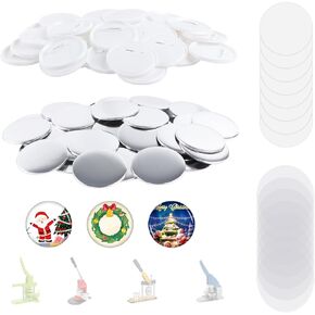 200 Sets 58mm/2.25 inch Button Maker Supplies, Pin Back Button Parts for Button Maker Machine 58mm, Including Metal Covers, Plastic Back Covers, Clear Plastic Film&Blank Paper