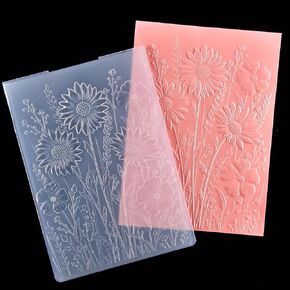 DDOUJOY 3D Flowers Daisy Leaves Background Plastic Embossing Folders for Card Making Scrapbooking and Other Paper Crafts 4032101