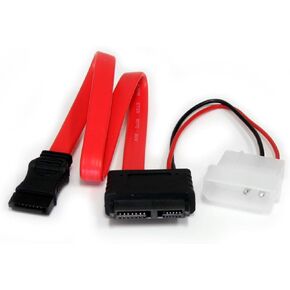 StarTech.com 20in Slimline SATA to SATA with LP4 Power Cable Adapter - slim SATA Adapter - slimline Adapter - slim SATA to SATA (SLSATAF20) Red