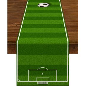 Nepnuser Linen Soccer Table Runner Sport Table Decoration Boy Soccer Birthday Party Supplies for Farmhouse Rustic Vintage Table Cover Home Kitchen Dining Room (13" x 72")