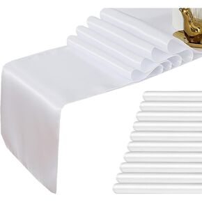 Gankar 10 Pack Satin Table Runner 12 x 108 inches Long, Ribbon Table Runners Peach for Wedding Parties Birthday Banquet Hotel Restaurant Decorations (Peach, 10 Pieces)