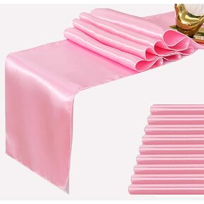 Gankar 10 Pack Satin Table Runner 12 x 108 inches Long, Ribbon Table Runners Peach for Wedding Parties Birthday Banquet Hotel Restaurant Decorations (Peach, 10 Pieces)